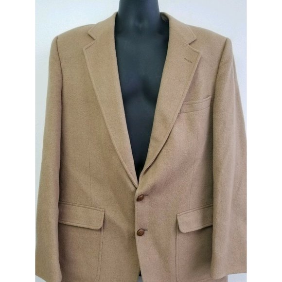 Stafford Executive Tan Brown Camel Hair Sports Coat Jacket Blazer 44L - Picture 2 of 10